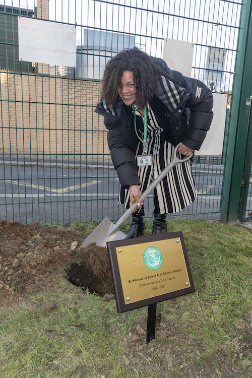Time capsule burying ceremony at St Michael at Bowes, 02-12-2021